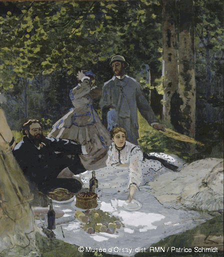 Le déjeuner sur l'herbe, 1863. Claude Monet (1840-1926). Oil on canvas, 2.48 x 2.17 m. Musée d'Orsay, RF 1987 12.