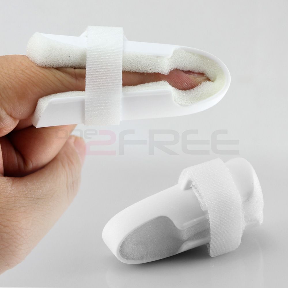 New Two Sided Curved Foam Finger Stack Splint Protector With Strap Pain