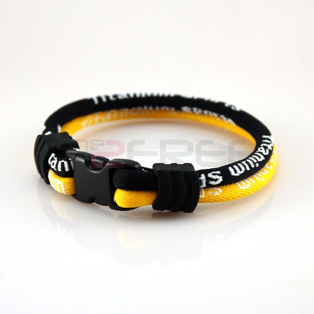 Power Ionic Ion Titanium Sports Baseball 2 Ropes Bracelet Wristband
