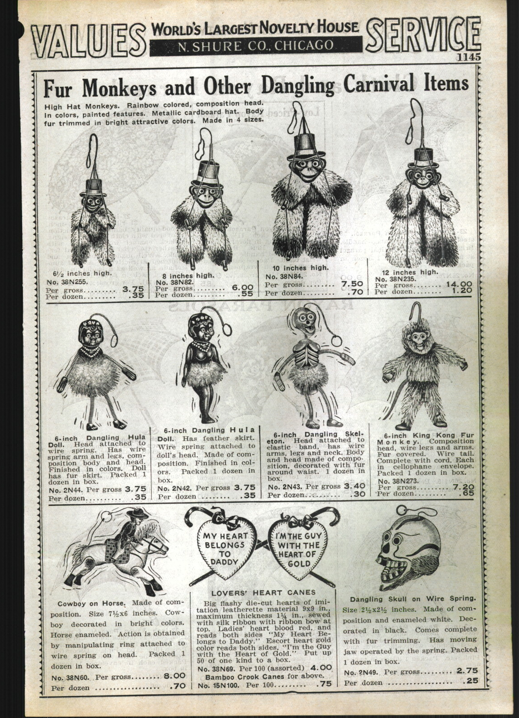 Old novelty supply catalog page