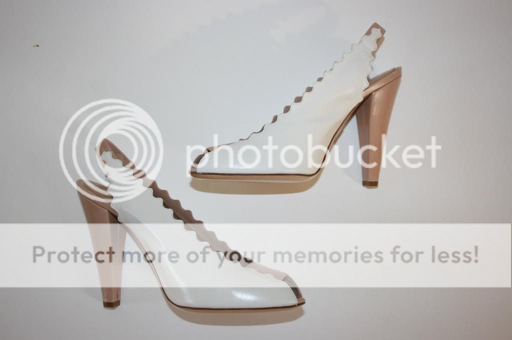 NIB Authentic Chloe Womens Classic Heels White Shoes Sandals Pumps 